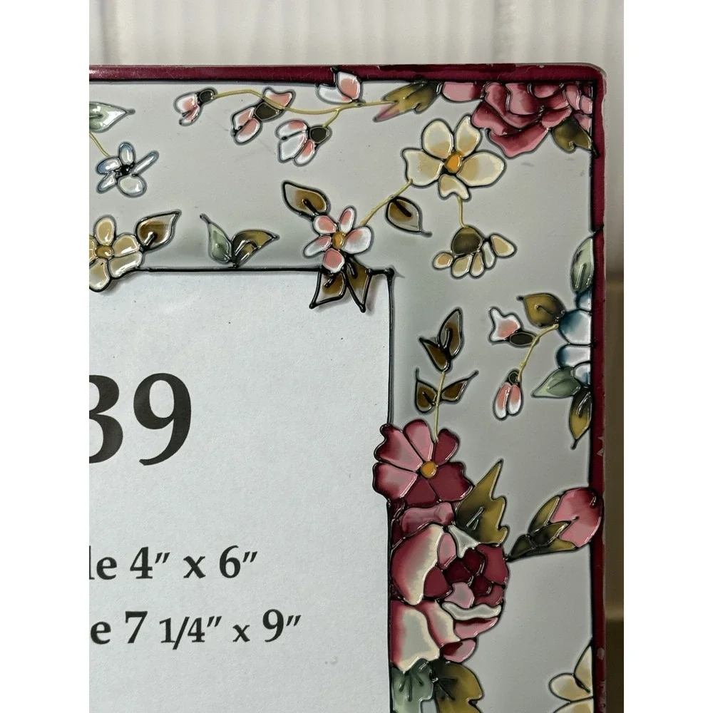 Lot of 3 Beautiful Glass & Wood Floral Design Picture Frame Pressed Flowers GUC